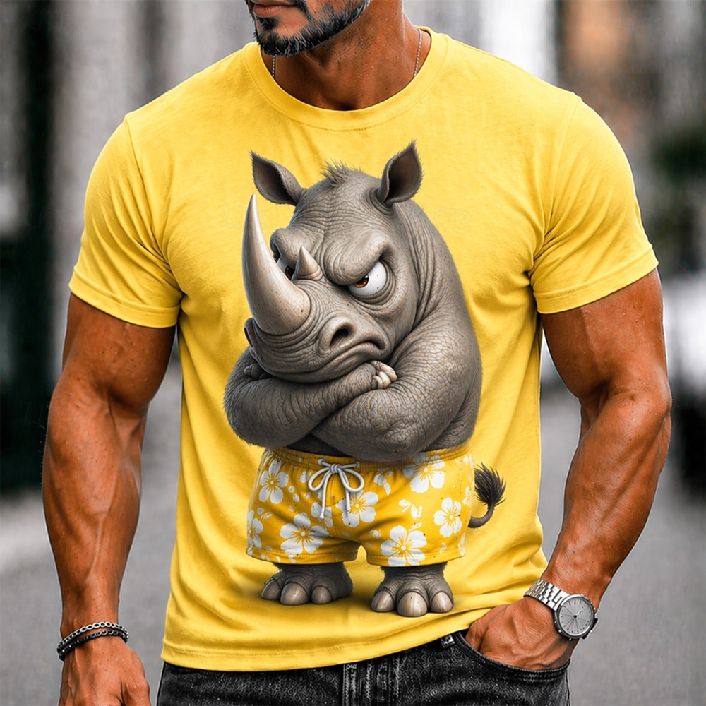 Voor heren dier Grappig T-shirt Korte mouw T-shirt 3D-afdrukken Strakke ronde hals Overhemd overdreven Ontwerper Feest Feestdagen blauw Zwart Wit Zomer Lente Kleding S M L XL XXL XXXL 2026 - $8.49 –P2