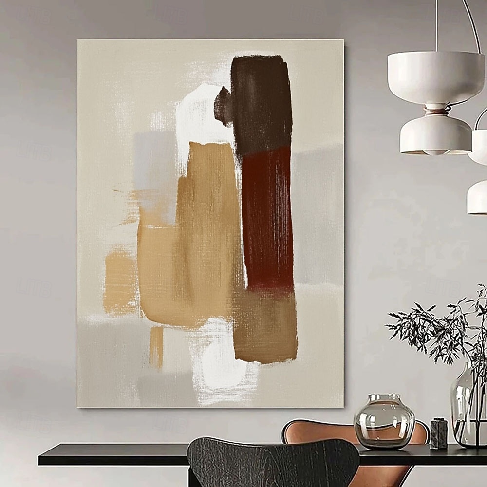 hand painted Brown Beige Minimalist Canvas Abstract Painting Large ...