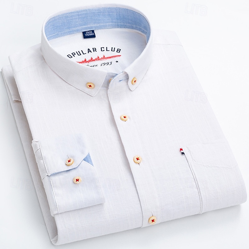 Per uomo Camicia Camicia di lino Camicia elegante Camicia button-down Blocco di colori Quotidiano Affari Blu Blu chiaro Bianco Rosso Manica Lunga Collo ripiegato Tutte le stagioni Abbigliamento del 2026 a $37.99 –P4