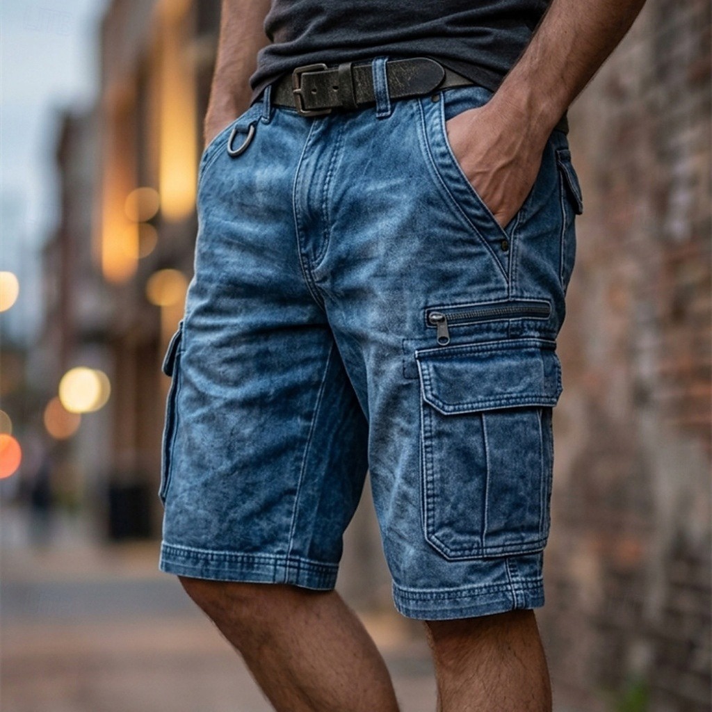 Pánské Náprsníkové kalhoty Šortky s kapsami Kraťasy Neformální šortky Kapsy Kapsa s klopou Bez vzoru Délka kolen Ležérní Venkovní Streetwear Módní Šik ven Vodní modrá Černá Neelastické 2026 - $53.99 –P8