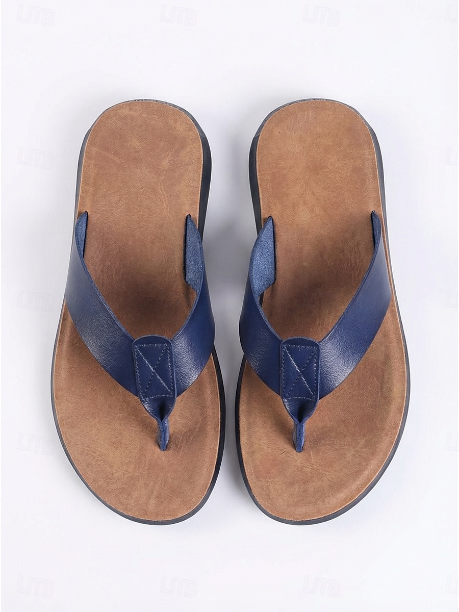 Sandalias de dedo color marrón claro para mujer: chanclas cómodas y acolchadas con tiras de piel sintética para vacaciones en la playa y viajes de verano. &Relajación informal al aire libre 2026 - $34.99 –P1