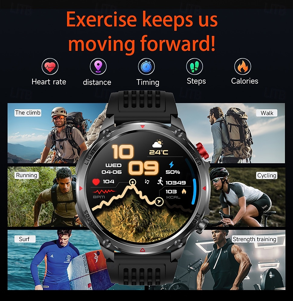 Rugged Military Smart Watch for Men with Bluetooth Call, 1100mAh Battery, LED Flashlight & Compass, IP68 Waterproof Outdoor Tactical Fitness Watch, 100+ Sports Modes Smartwatch for Android iOS 2026 - $54.99 –P11