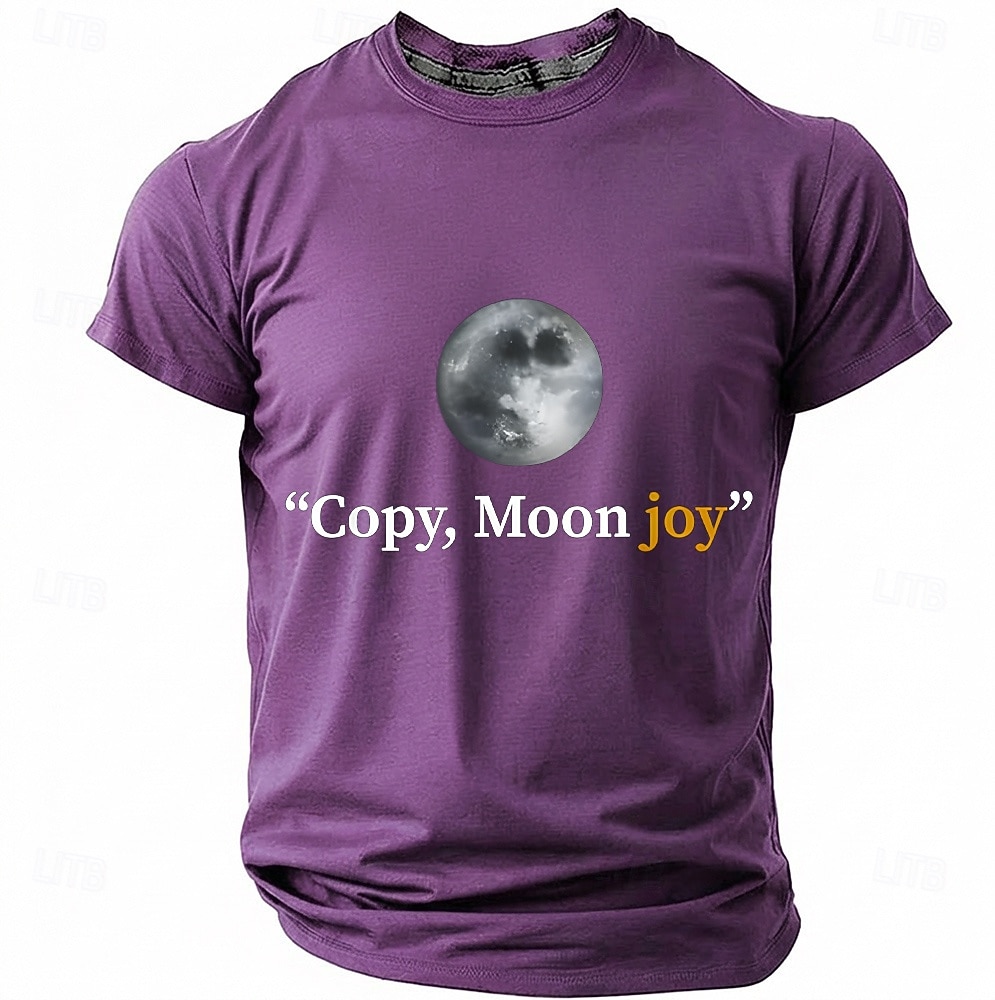 Men's "Copy, Moon joy" Full Moon Graphic T Shirt Short Sleeve Crew Neck Astronomy Space Lover Sarcastic Humor Quote Teal Blue Relaxed Fit Birthday Gift Designer Clothing Apparel 2026 - $18.99 –P8