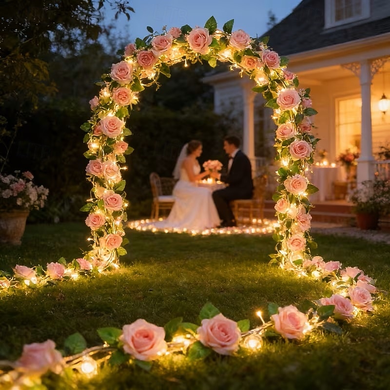 Luzes solares em formato de trepadeira de rosas, 2m, 20 LEDs, 8 modos, ideais para decoração de pátio, varanda, jardim, à prova d'água, festas de aniversário, praia, piquenique, casamento e feriados. de 2026 por $17.99 –P1