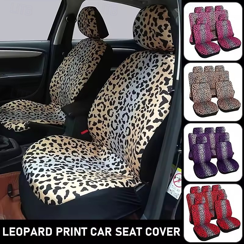 Leopard Print Car Seat Covers Full Set, Universal Fit Cheetah Auto Seat Protector for Women Girls, Front and Rear Seat Covers with Headrest Covers, Cute Car Decor (Multi-Color) 2026 - $58.99 –P1