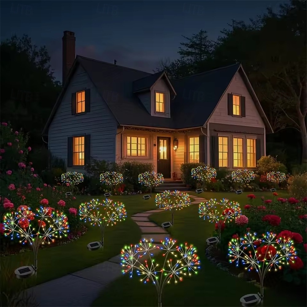 Guirlande lumineuse solaire en forme de pissenlit, effet feu d'artifice - 2 modes d'éclairage pour jardin, pelouse, camping, décoration de fête (1 pièce) de 2026 ? $19.99 –P9