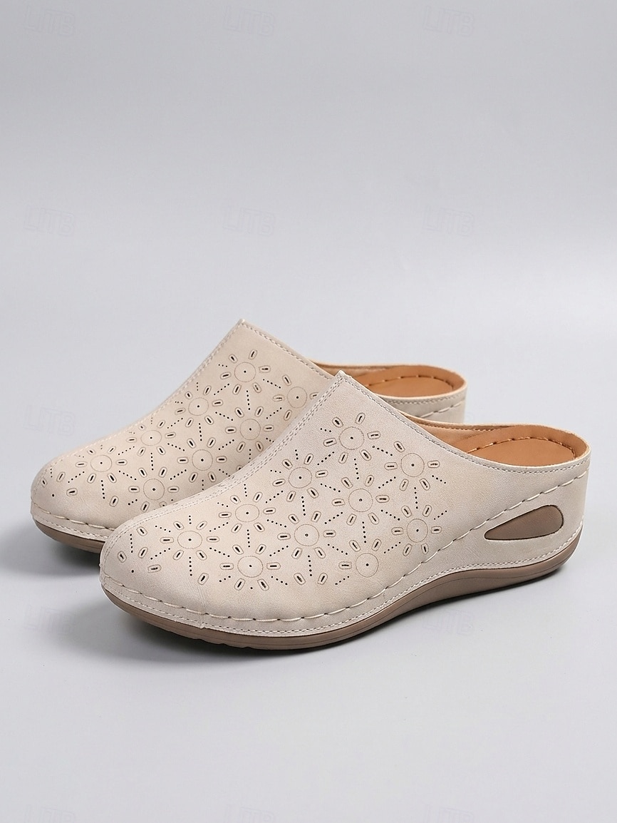 Beige perforerte mulletresko til dame – komfortable slip-on hagesko for turgåing, hjemmebruk og sommerlig fritidsbruk 2026 - $19.99 –P3