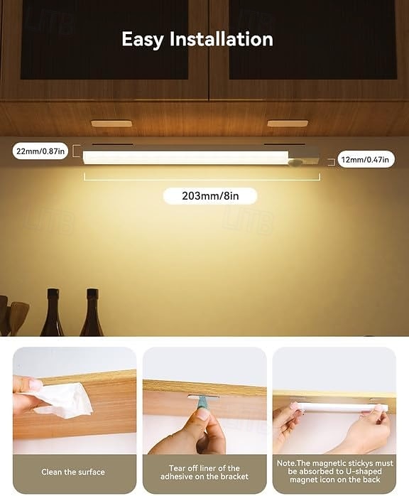 Under Cabinet Lights Rechargeable Battery Operated Motion Sensor Light Indoor, Dimmable Closet Lights, Wireless Under Counter Lights for Kitchen, Stairs, 3Pcs 2026 - $25.99 –P4