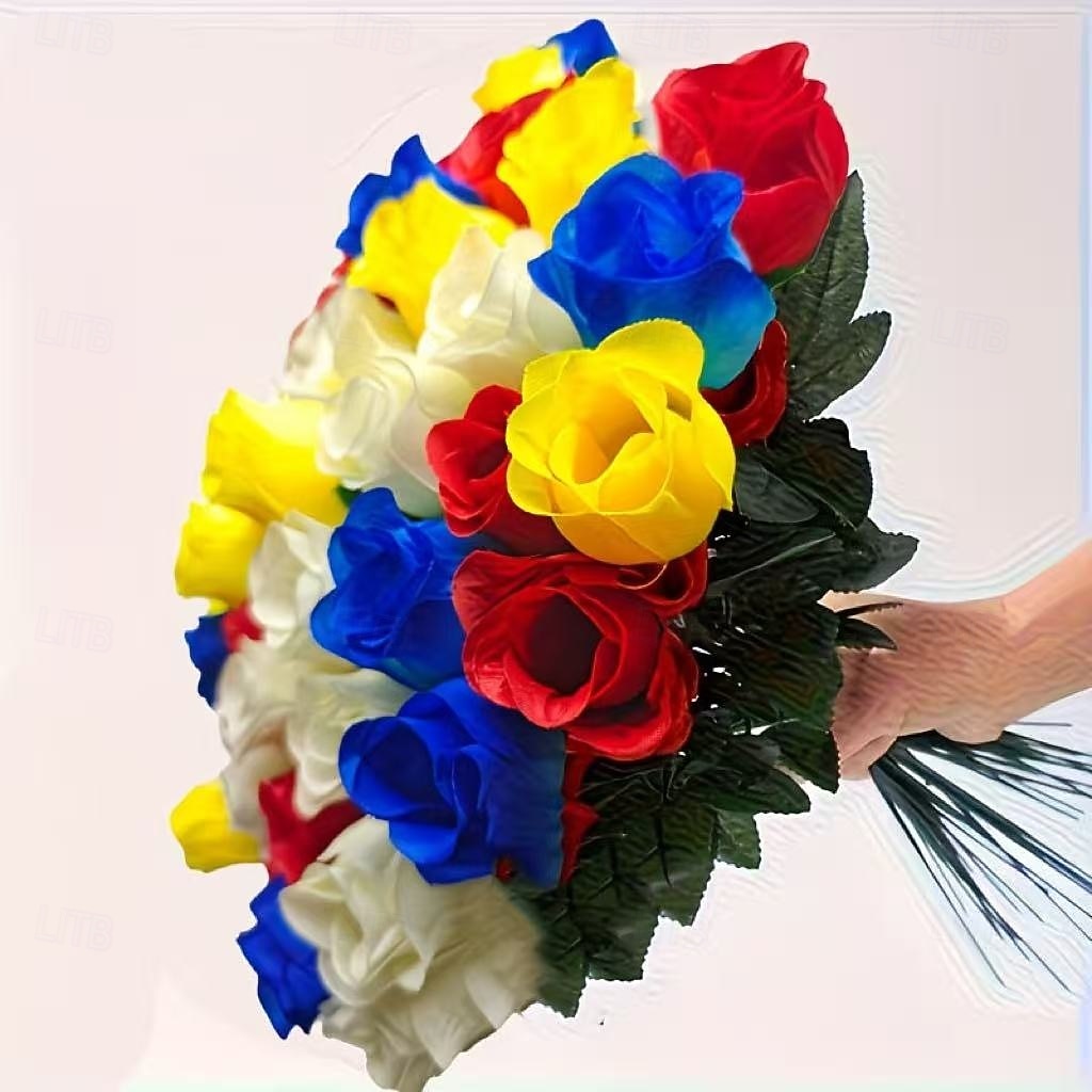 32pcs Lifelike Rose Artificial Flowers - UV-Resistant Fabric, Perfect for Potted Plants, Porches, and Patios, Suitable for July 4th Independence Day, Memorial Day Decorations, and Home Decor 2026 - $17.99 –P5