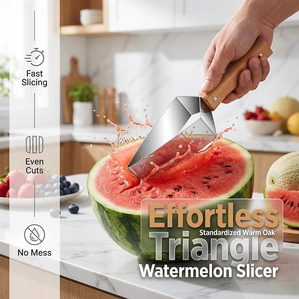 3 Pcs Triangle Watermelon Cutter, Stainless Steel Watermelon Slicer with Wooden Handle Melon Slicer, Stainless Steel Watermelon Slicer Tool for Home Kitchen Camping Picnic 2026 - $15.99 –P2