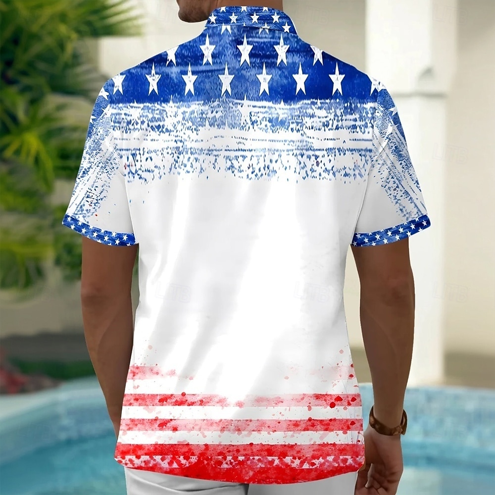 Men's 4th of July U.S. 250th Anniversary American Flag Sea Turtle Shirt Summer Shirt Button Up Shirt Short Sleeve Patriotic Outdoor Holiday Summer Spring Turndown 3D Print Collared Shirts Front One 2026 - $25.99 –P2