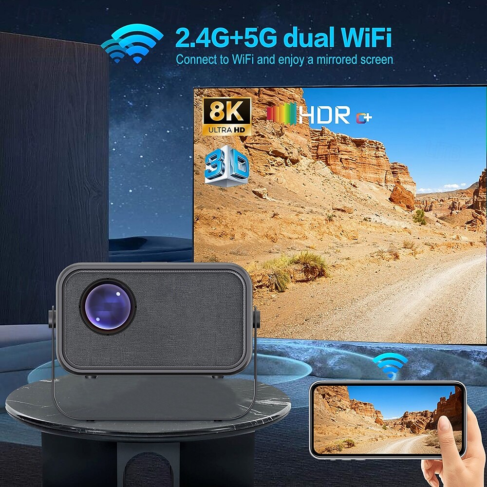 Android 11.0 Mini Projector with WiFi and Bluetooth, Support 4K Video Decoding, H713 Quad Core Processor, 5G Dual WiFi Portable Projector, HDR10+ Home Theater Movie Projector for Outdoor 2026 - $201.99 –P2