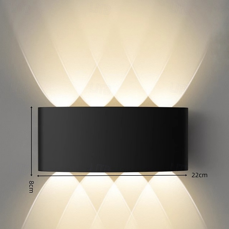 upp- och nerljus utomhus, utomhusvägglampor ip54 vattentät, 3000k modern vägglampa, LED-vägglampa badrum vägglampa aluminium för trädgård, sovrum, hall, trappor (svart) 2026 - $54.99 –P4