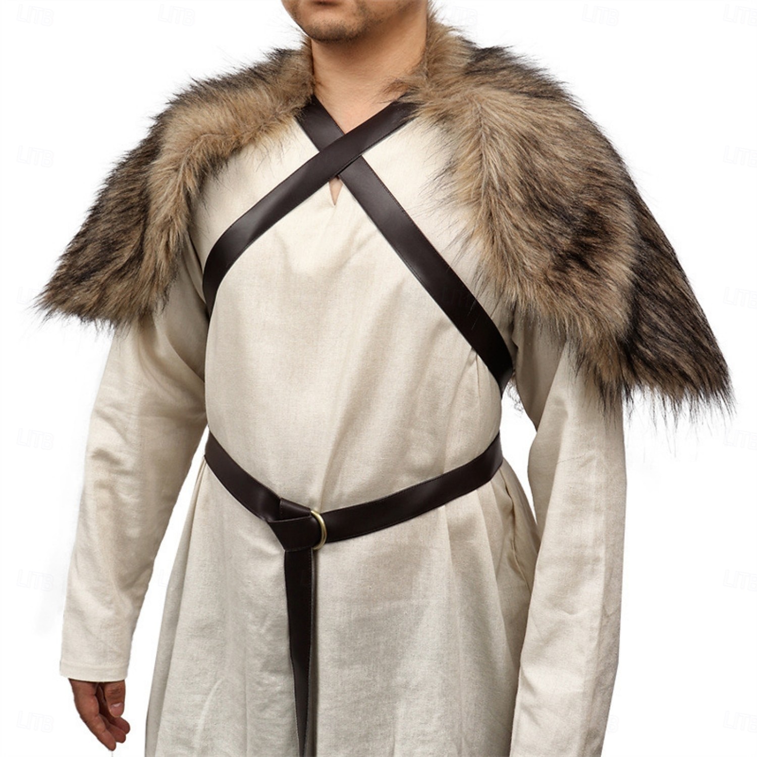 Setti Keskiaika Renessanssi Polvipituinen Asut Hieno puku Tekoturkispuku Soturi Barbaari Naamiaispuku Miesten Viikinki Halloween Karnevaali Suoritus LARP Ren Faire Aikuisten 2026 - $124.64 –P17