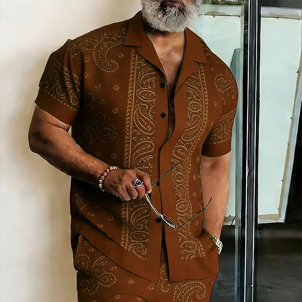 Per uomo Paisley Stampa Floreale Etnico Camicia Camicia con Bottoni Camicia con collo camp Manica Corta Vintage Retrò Abbigliamento casual alla moda Vacanza Estate Primavera Colletto cubano Stampa 3D del 2026 a $25.99 –P4