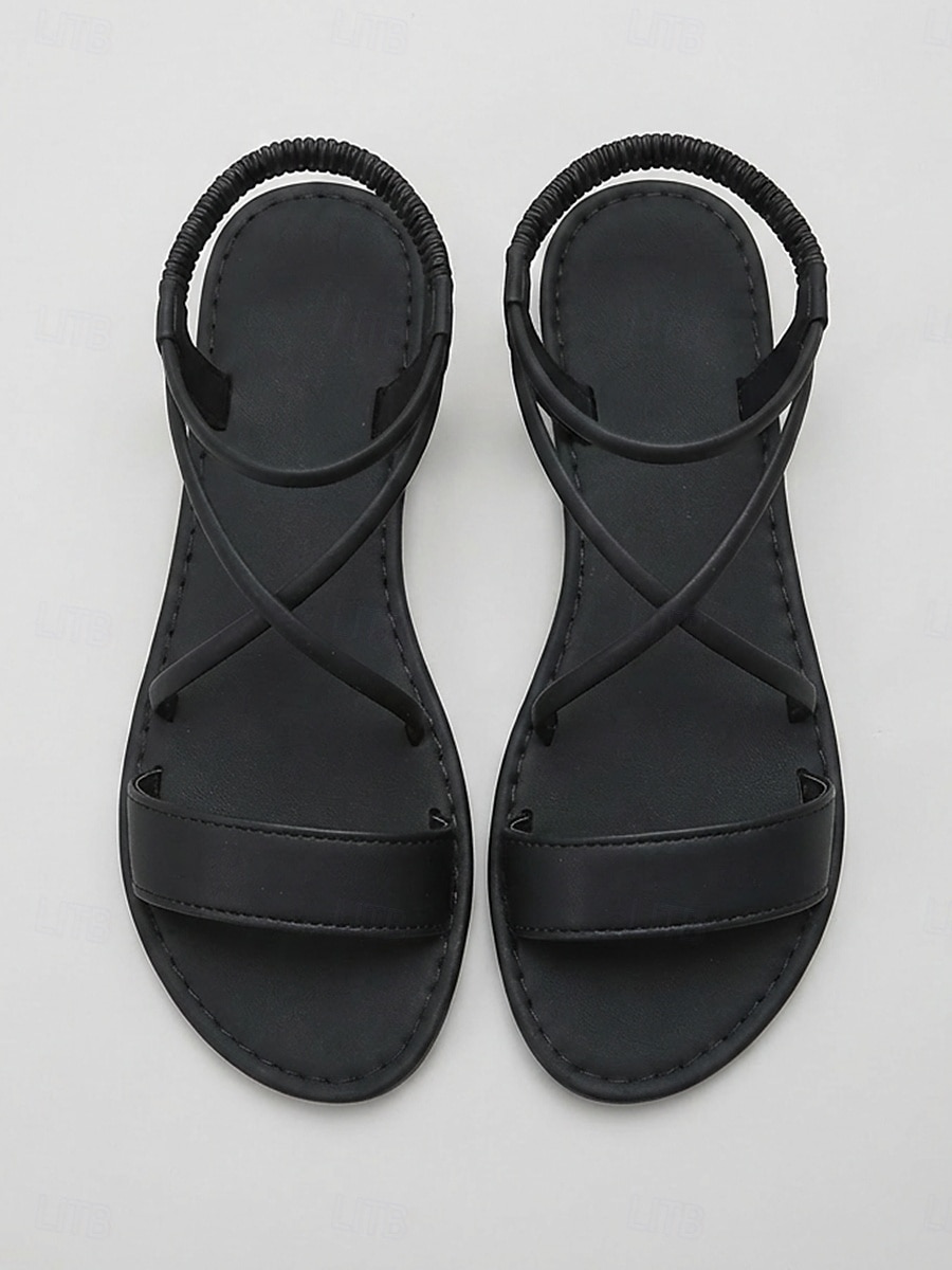 Sandali da donna bianchi con cinturini - comode scarpe estive basse con sottili cinturini incrociati e tallone elastico, ideali per vacanze al mare e viaggi sulle isole. del 2026 a $24.99 –P3