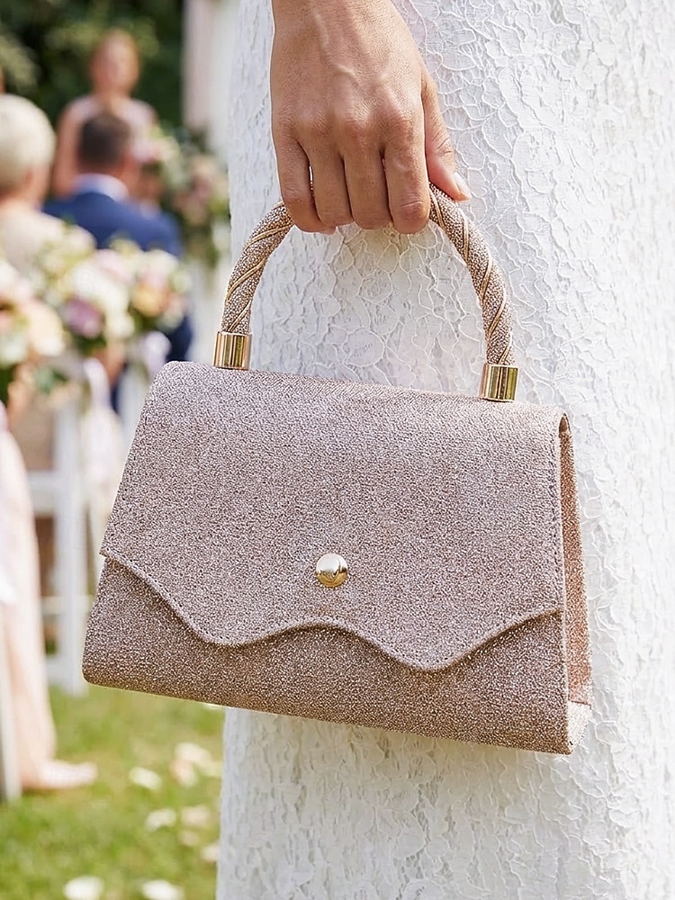 Elegante Damenhandtasche mit Henkel und Kette, glänzende Abendclutch aus Polyester, in verschiedenen Farben erhältlich, mit funkelnden Details, perfekt für Hochzeiten, Partys und besondere Anlässe. 2026 - $18.99 –P2