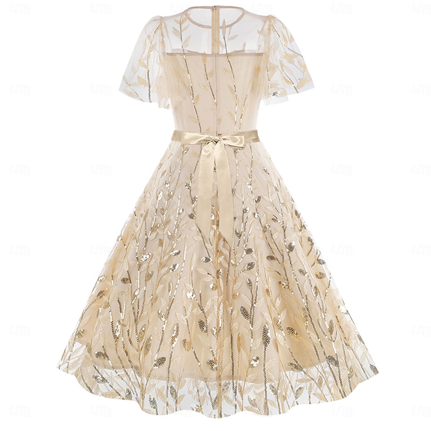 1950s Retro Vintage Midi Dress Swing Dress Flare Dress Short Sleeves Embroidered Leaf Fit & Flare Swing Round Neck Fancy Dress Women's Casual Evening Party Tea Party Adults' Dress Spring & Summer 2026 - $61.99 –P15