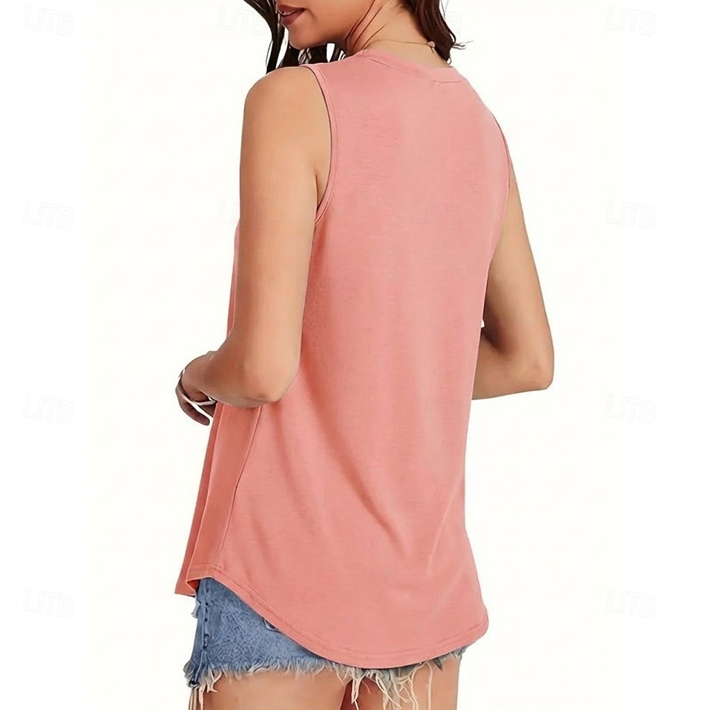 Multipack 3st Dam Rund hals Ärmlös Svart + Rosa + Vit Stridsvagn Väst Ärmlös tröja Slät Ledigt Dagligen Polyester Sommar 2026 - E£2181.22 –P9