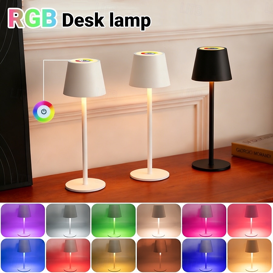 LED Reading Desk Lamp New Modern French Style Eye-Friendly  Rechargeable, RGB, Long Battery Life, Home Use, Living Room & Bedroom, Touch Dimming & Color Adjustment, Ambient Light Decorative Accent, 2026 - $23.99 –P1