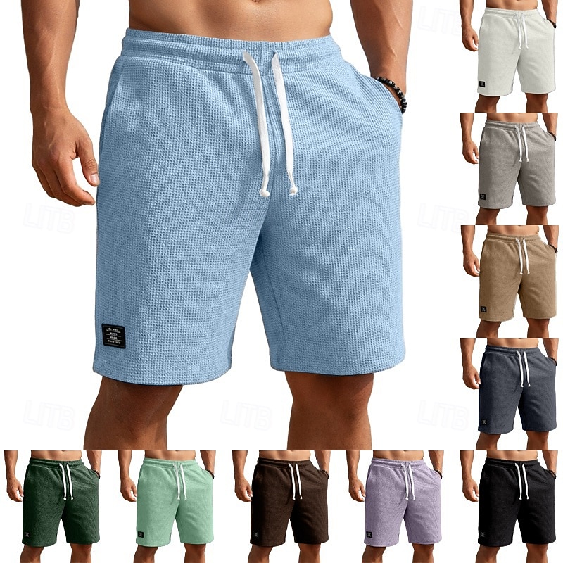 Per uomo Pantaloncini Waffle Shorts Pantaloncini casual Tasca Elastico in vita Testurizzato Semplice Comodità Traspirante Lunghezza al ginocchio Casuale All'aperto Spiaggia Vacanza Moda Blu marino del 2026 a $22.99 –P1