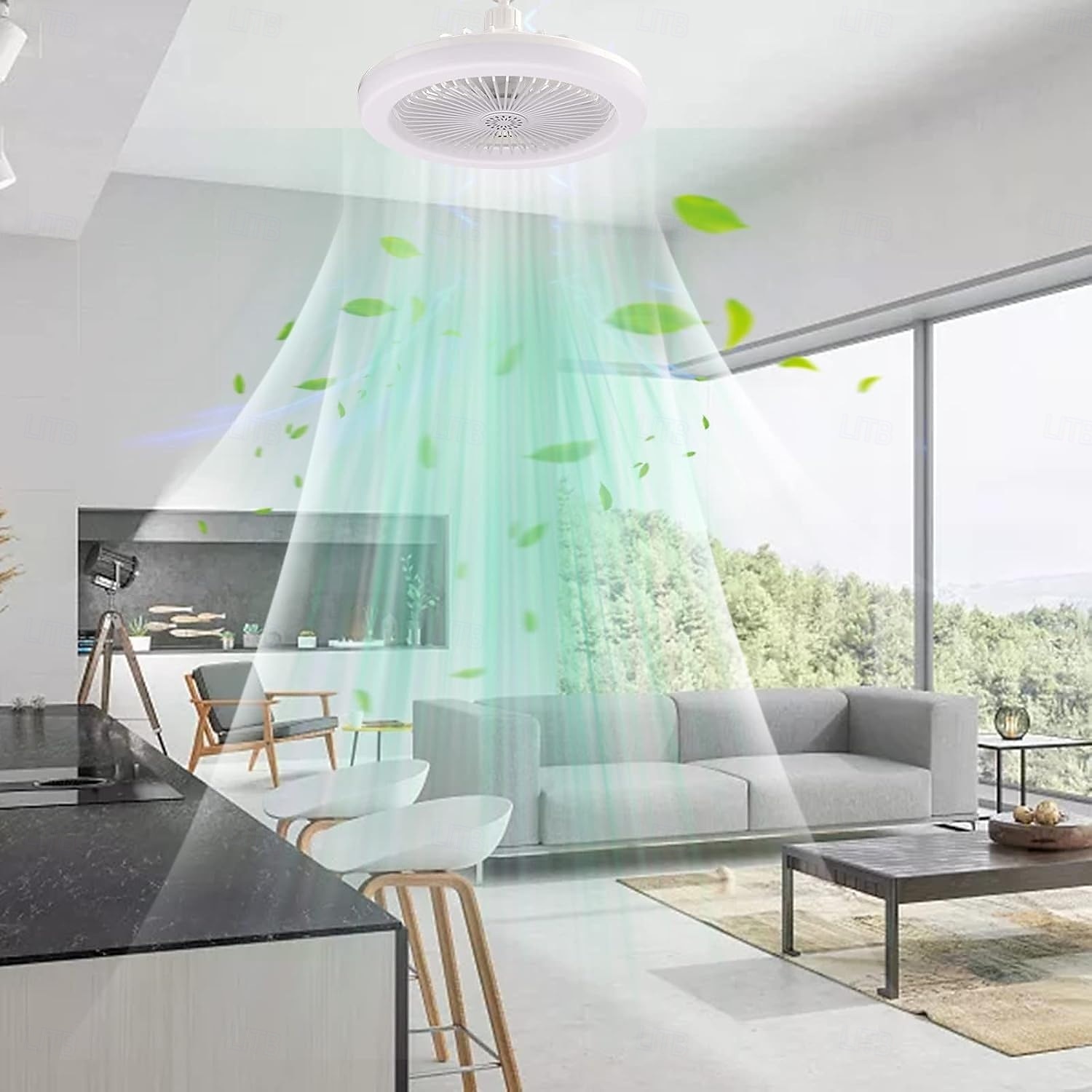 konnektoros ventilátorok világítással és távirányítóval, mindenirányú, LED-es konnektoros ventilátor világítással, csendes mennyezeti ventilátor konyhába, fürdőszobába, tárolóba, garázsba 2026 - $23.99 –P5