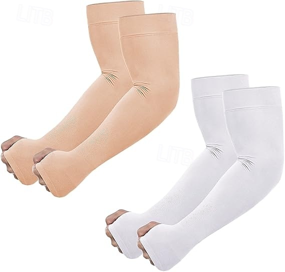 2 Pairs UV Sun Protection Arm Sleeves with Thumb Hole for Men Women Youth, Cooling Sleeve to Cover Tattoo, Mid-Compression 2026 - $18.99 –P11