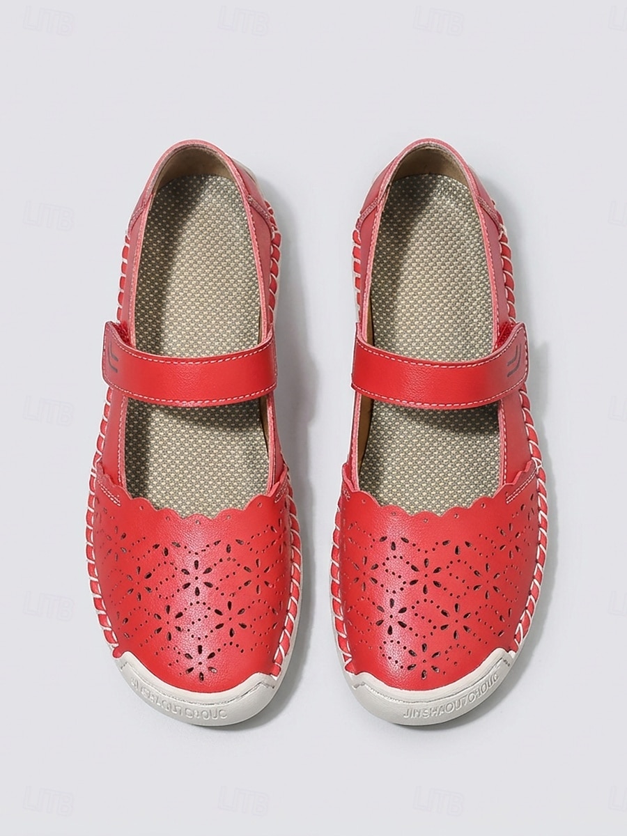 Ballerine Mary Jane rosse da donna – scarpe comode e traspiranti con intagli e cinturino regolabile, scarpe leggere da passeggio ideali per i viaggi &abbigliamento quotidiano del 2026 a $46.99 –P4