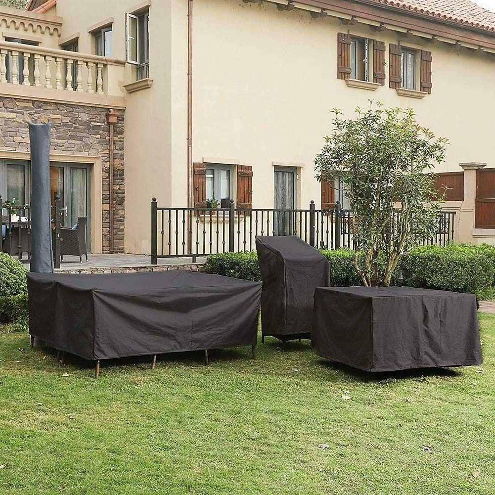 Patio Furniture Covers Black Outdoor Rectangular Square 210D Oxford Cloth Garden Table Chair Set Protective Cover with Drawstring Waterproof Dustproof UV Resistant Cover (180x150x80cm) 2026 - $20.99 –P2