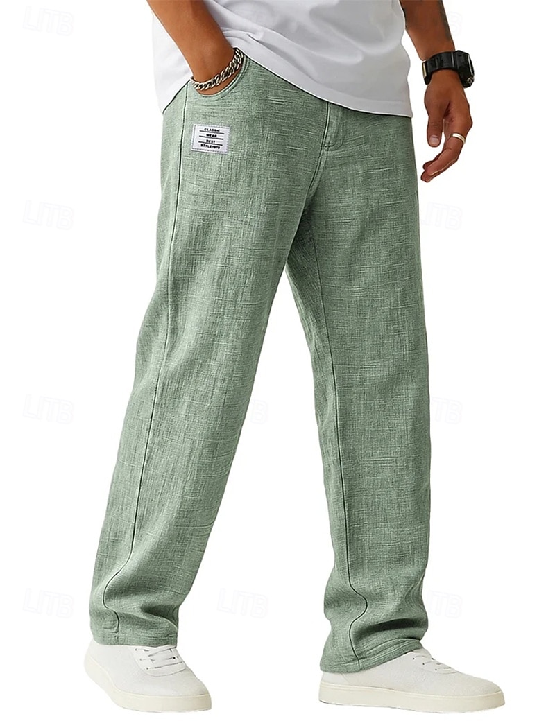 Per uomo Pantaloni di Lino Pantaloni Pantaloni Estivi Pantaloni Larghi Coulisse Elastico in vita Gamba Dritta Semplice Leggero Traspirante Lunghezza intera Casuale Quotidiano All'aperto Vacanza Moda del 2026 a $27.99 –P1