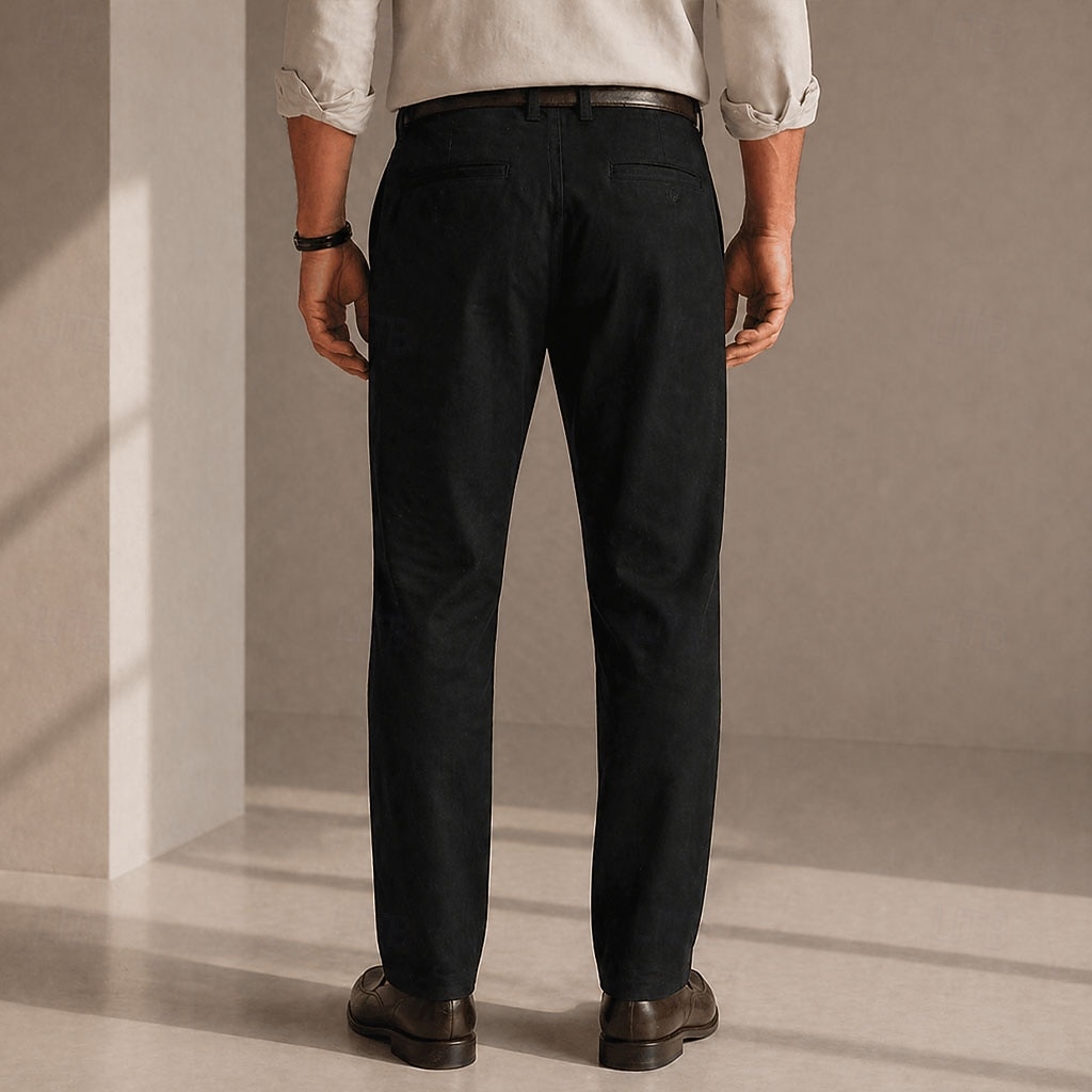 Pantalones chinos para hombre: microelásticos, bolsillos delanteros, cómodos, informales. &negocios, negro & blanco 2026 - $39.99 –P2