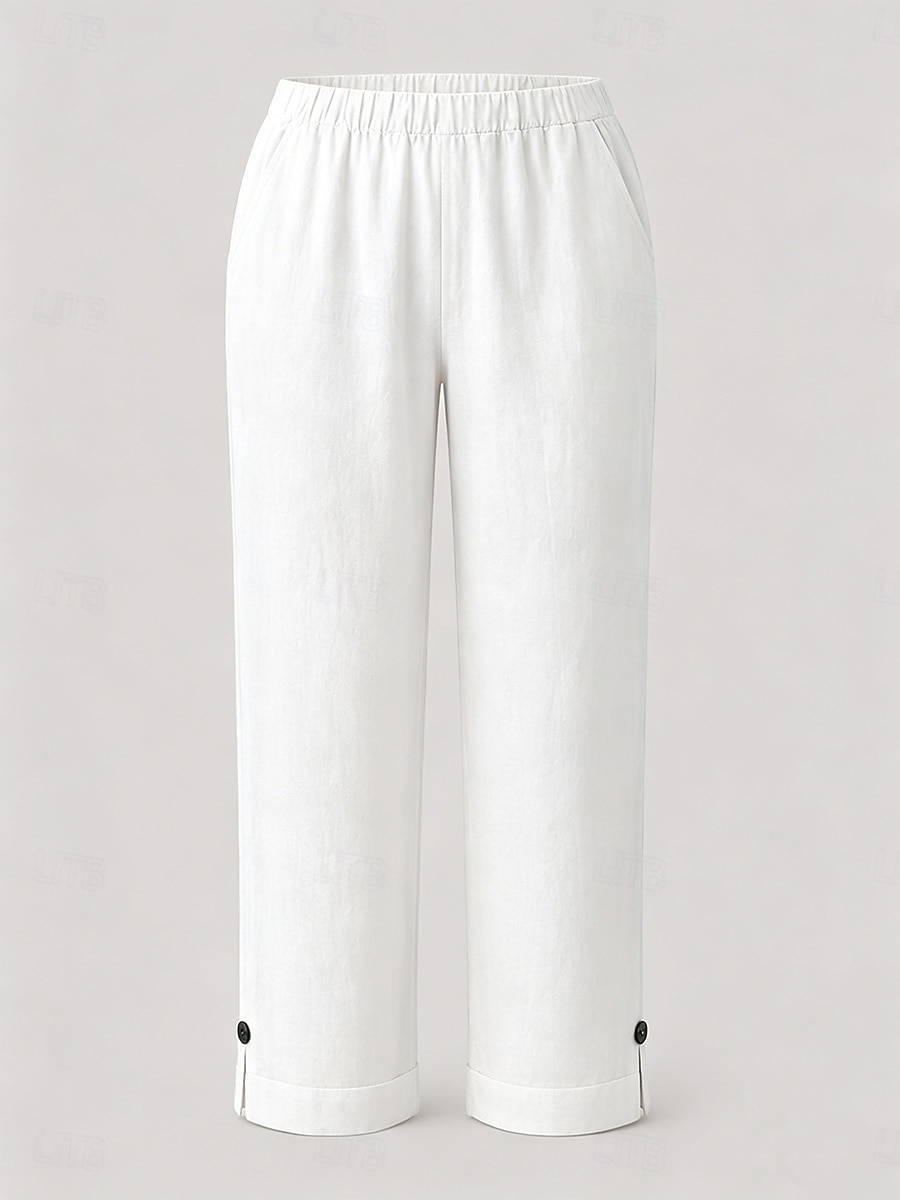 Femmes Pantacourt Chino Longueur cheville Naturel Couleur Unie Avec Poches Confortable Non Elastique Décontracté Quotidien Noir Blanche Rose Claire Vert foncé Printemps Automne Coupe Ample de 2026 ? $19.99 –P8