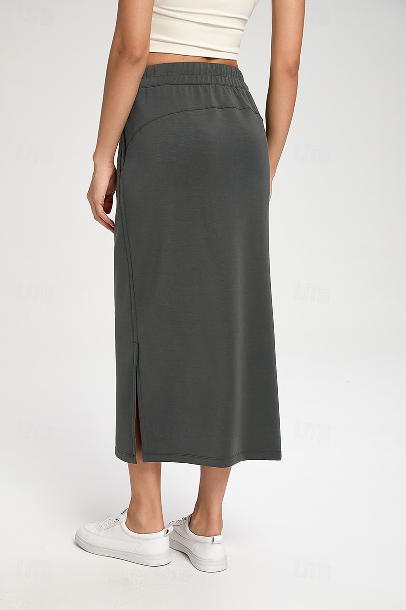 Dames Tennis- en golfrokken Casual Midi Hoge taille Rokken Rekbaar Fitness Grafietgrijs Gedistilleerde koffie Wit Lente 2026 - $43.99 –P3