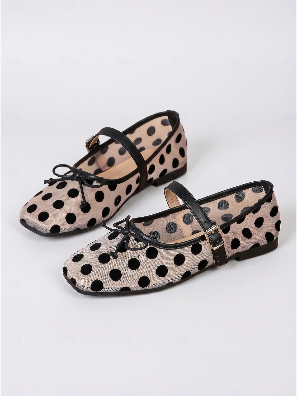 Ballerines Mary Jane vintage à pois pour femmes - élégantes ballerines en maille avec nœud décoratif, parfaites pour les escapades insulaires, les brunchs en bord de mer et les soirées d'été dans les stations balnéaires. de 2026 ? $34.99 –P3