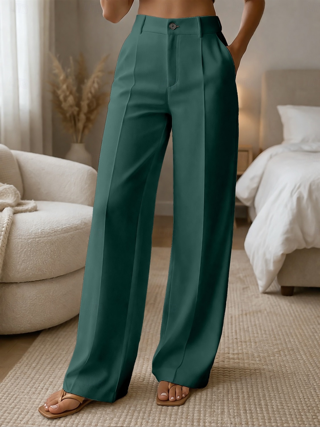 Γυναικεία Πλατύ Πόδι Παντελόνια Παντελόνι επίσημο Casual παντελόνι Μοντέρνα Κομψό στυλ street Βασικό Πλήρες μήκος Ψηλή Μέση Σκέτο Τσέπη Ελαστική μέση Άνετο Ανελαστικό Καθημερινά Γραφείο Διακοπές 2026 - $10.99 –P16