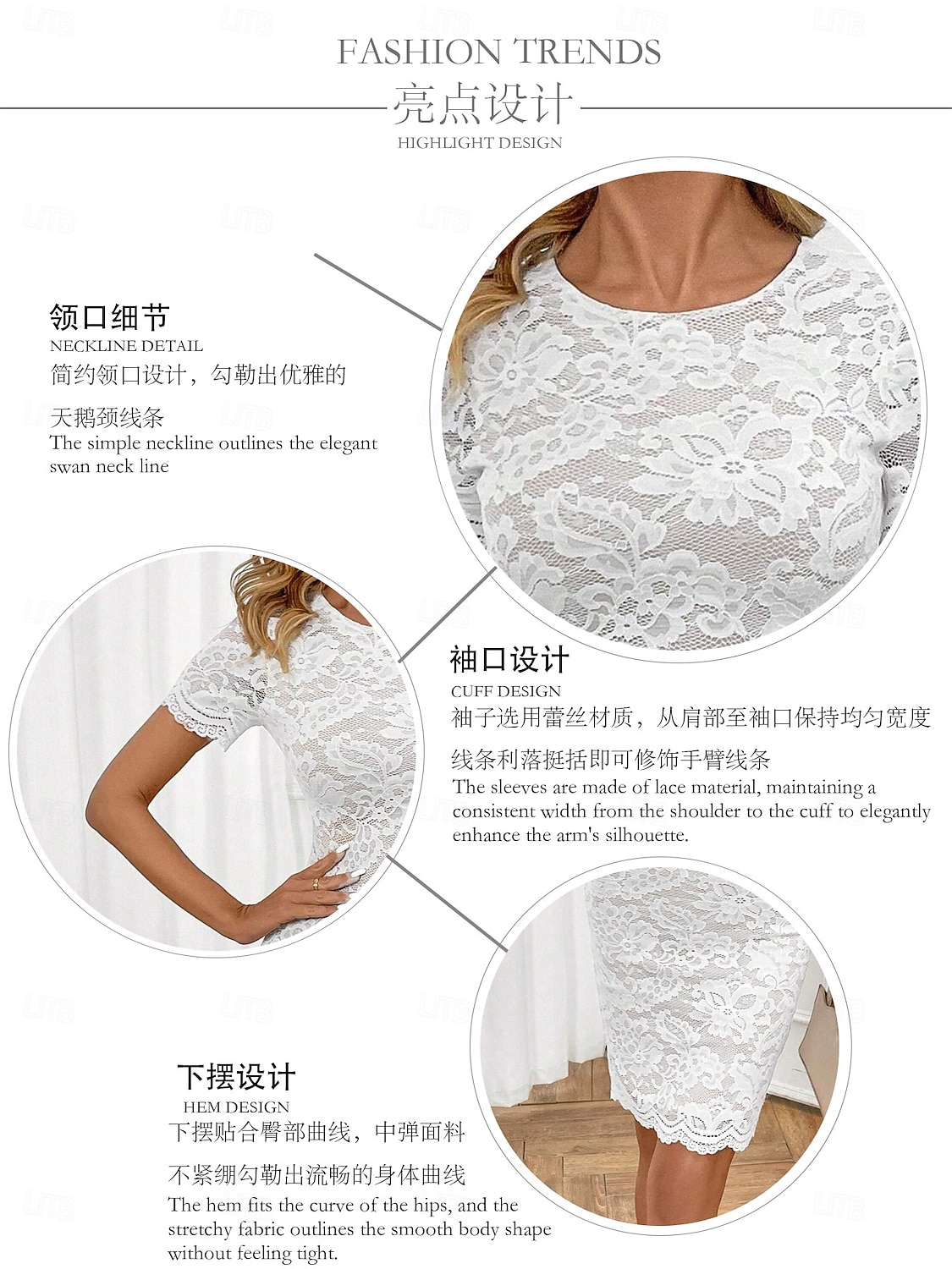Women's Knee Length Dress Knit Dress Elegant Daily Party Wedding Regular Fit Floral Plain Short Sleeve Crew Neck Black White Summer 2026 - $35.99 –P10