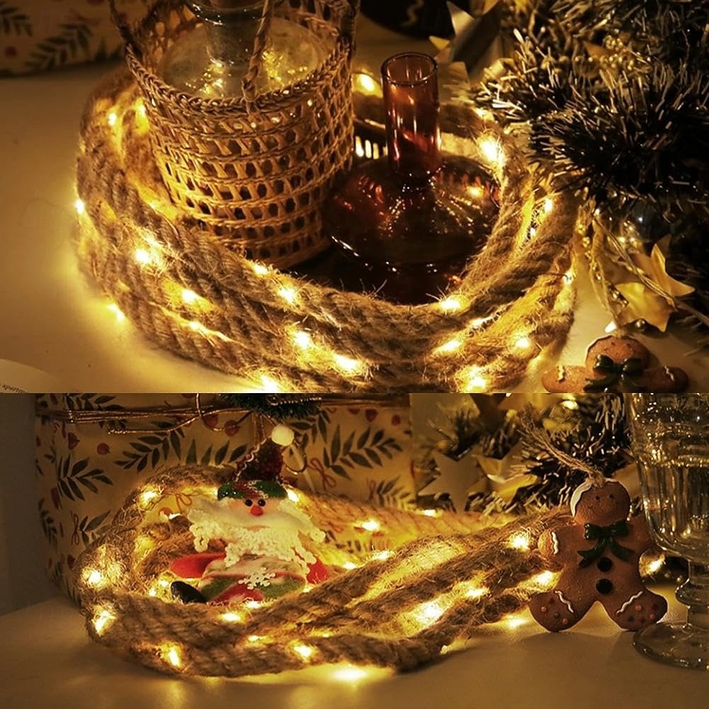 Natural Hemp Rope Lights, Natural Brown Rope Super Bright String Fairy lamp, Outdoor String Lights Waterproof Natural Hemp Rope Lights, Suitable for arbors, Columns, Trees, Fences 2026 - $18.99 –P3