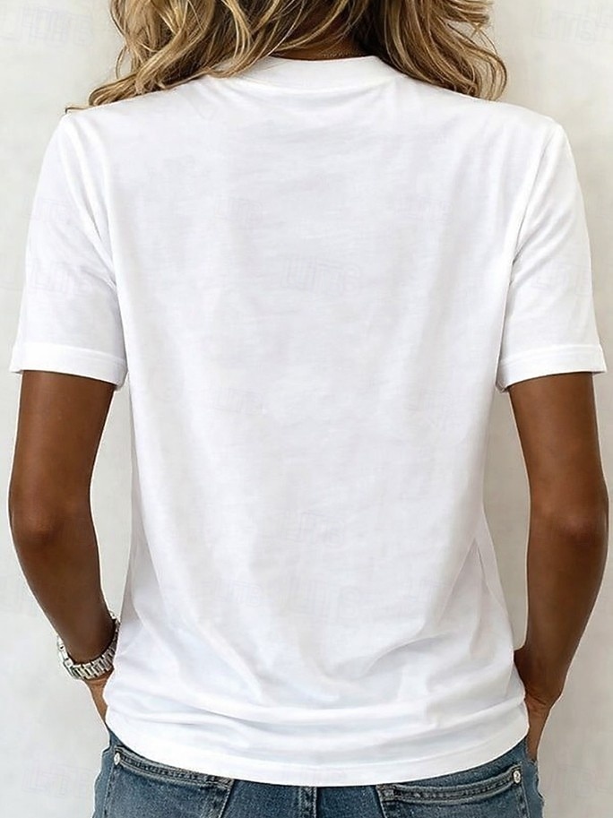 Kvinners 100% bomull T-skjorte basic klassisk moderne kortermet rund hals vanlige topper casual daglig utgang svart/rød hvit+rosa hvit/svart grønn/blå hvit+orange sommer vår 2026 - $10.49 –P5