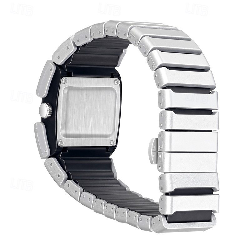 Men's Futuristic Sports Watch with Luminous Glow in the Dark Dial, Tactical Rectangular Quartz Wrist Watch with Integrated Silicone Strap, Night Light Function, Cool Fashion Gift for Men Boys 2026 - $24.99 –P3