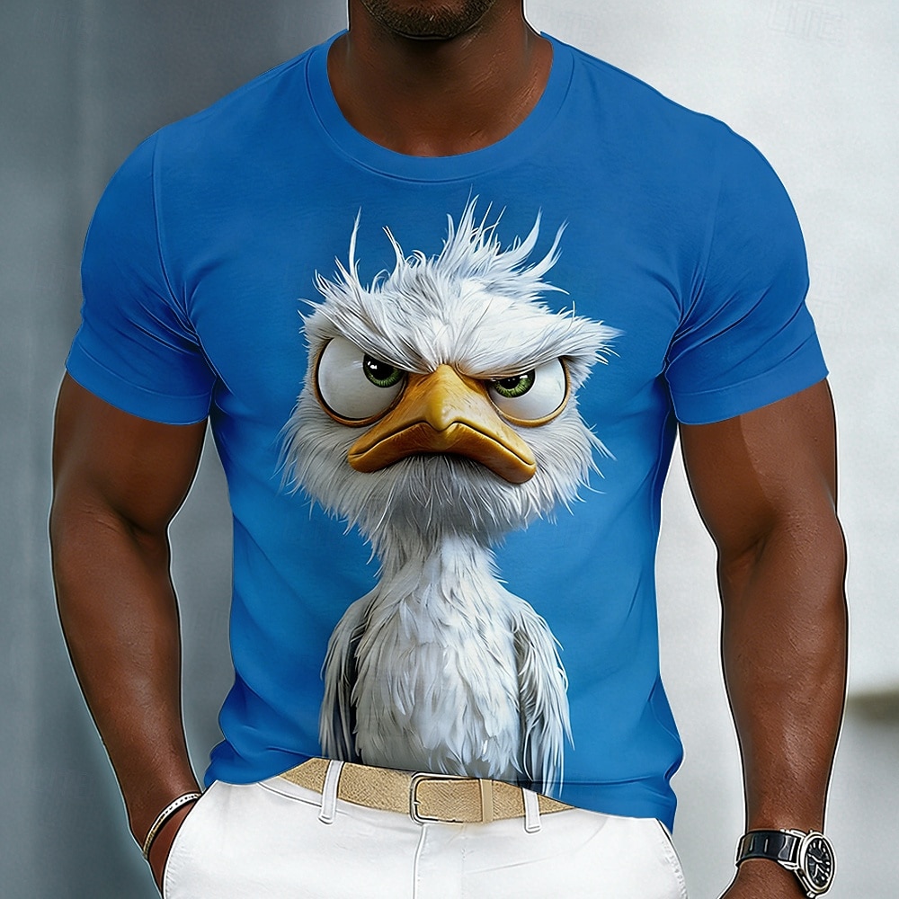 Divertente maglietta grafica da uomo con Angry Bird e Grumpy Duck in 3D, design con personaggio animato, giallo brillante, maniche corte, girocollo, maglietta casual, regalo unico per lui, del 2026 a $18.99 –P3