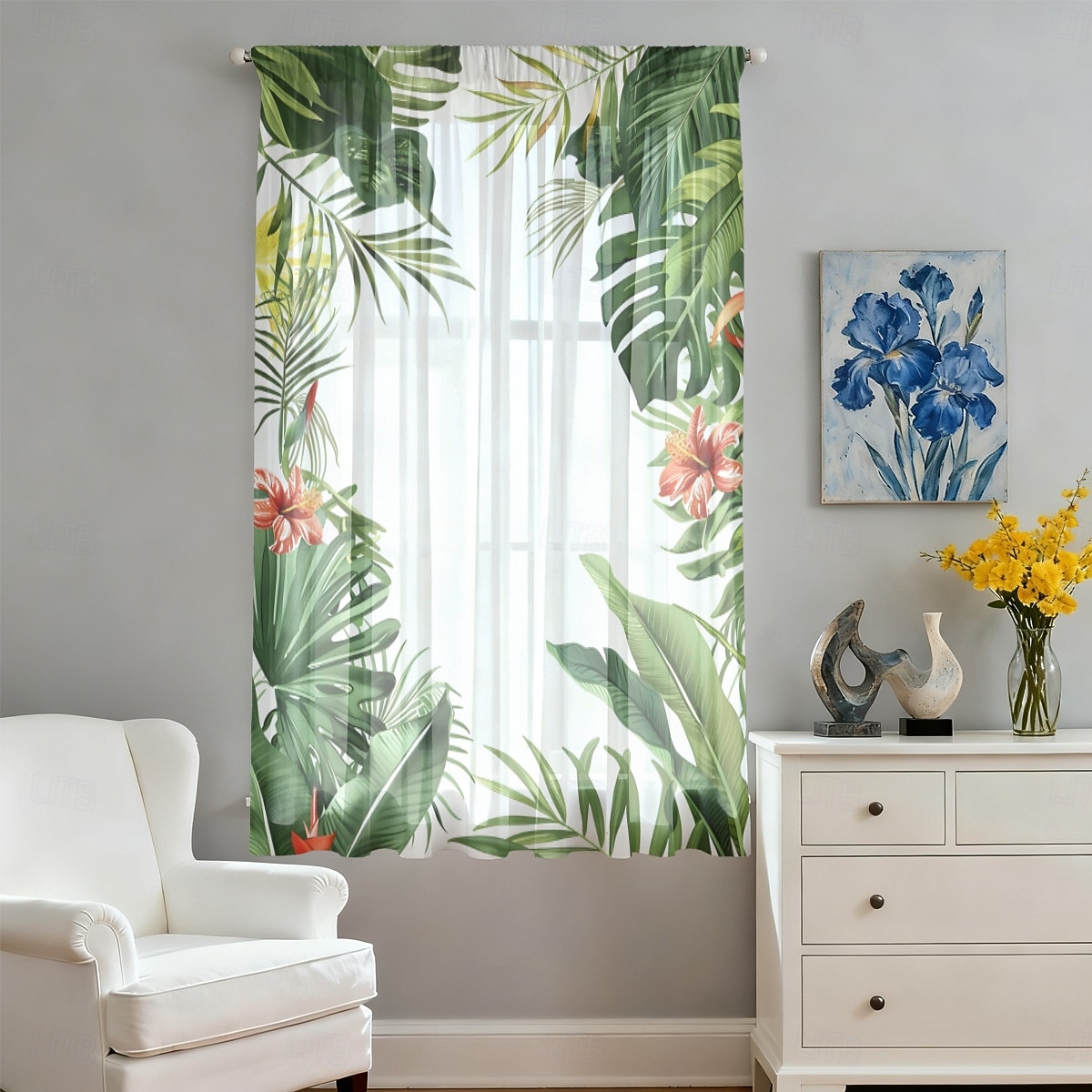 Tenda trasparente per finestre, adatta a tutte le stagioni, per camera da letto e soggiorno, con asta, motivo floreale dipinto a inchiostro, effetto morbido e nebbioso, elegante e leggera. del 2026 a $14.49 –P1