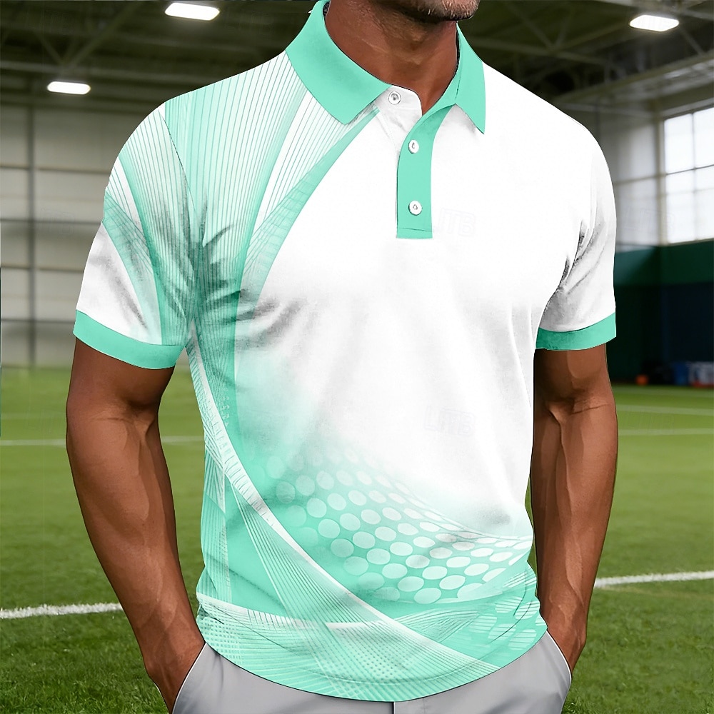 Per uomo Geometrico Linea Polo Sportivi Manica Corta Magliette polo Camicie con Colletto Casual Athleisure Abbigliamento quotidiano Stampa 3D Bottoni Primavera & Estate Blu Rosa Viola del 2026 a $22.99 –P3