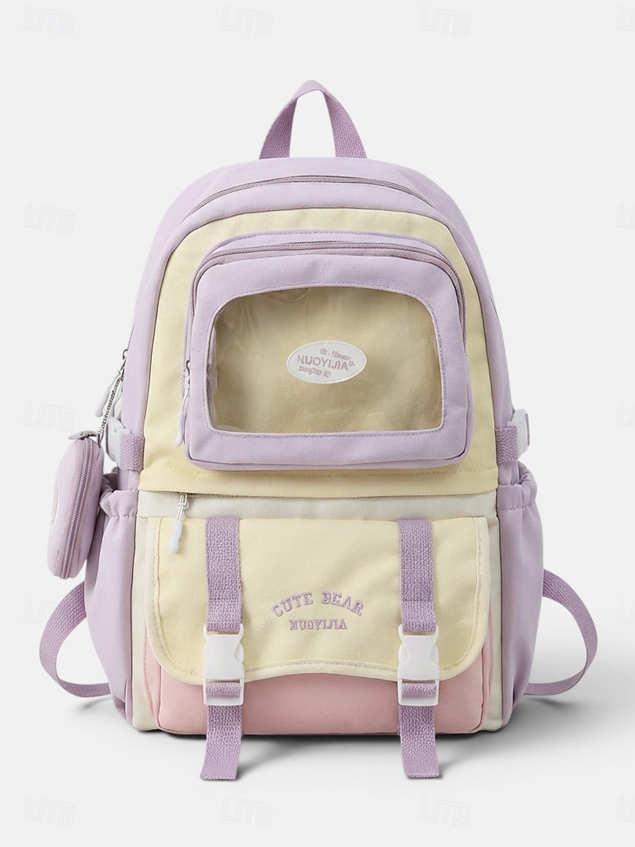 Women's Macaron Color Polyester Backpack, Large Capacity School Bag with Adjustable Straps for Middle School Girls, Back to School, Travel, Outdoor Sports 2026 - $29.99 –P13