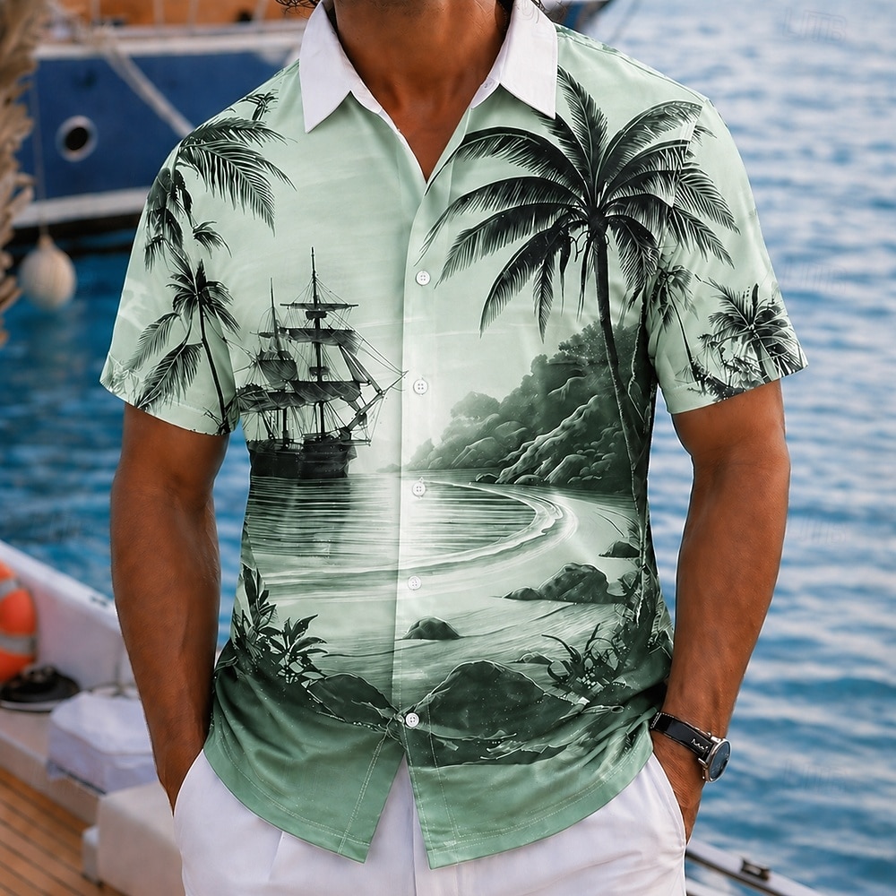 Homens Coqueiro Natureza e Paisagem Plantas Tropicais Camisa havaiana Camisas tropicais Camiseta Aloha Manga Curta Havaiana férias na praia Verão Primavera Aberto para a Lateral Impressão 3D Camisas de 2026 por $25.99 –P3