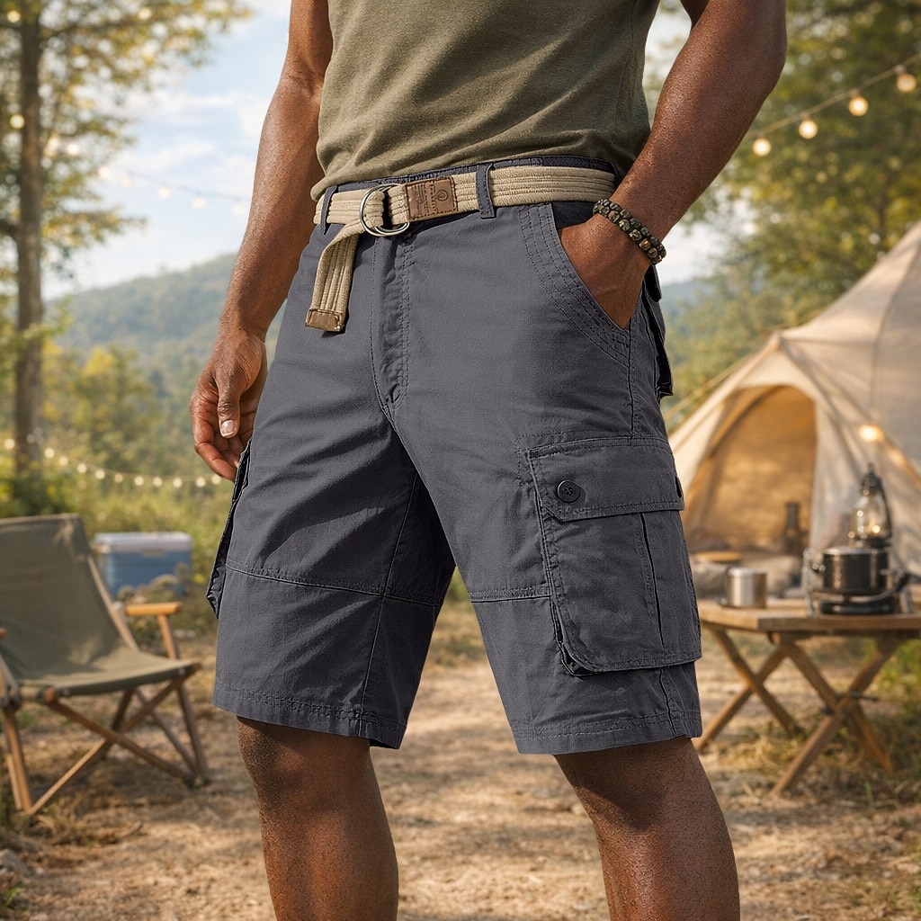 Herr Cargobyxor Cargo-shorts Shorts Casual shorts Ficka Elastisk midja Slät Knelängd Ledigt Utomhus Streetwear Mode Streetwear 다크 카키 Svart Oelastisk 2026 - $26.99 –P4