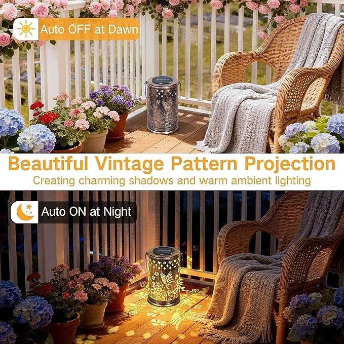 Hummingbird Solar Lantern Garden Decor, Metal Hanging Outdoor Lights Waterproof, Solar Powered Decorative Lights with Shadow Projection,Gifts for Women Mom Grandma 2026 - $19.99 –P5