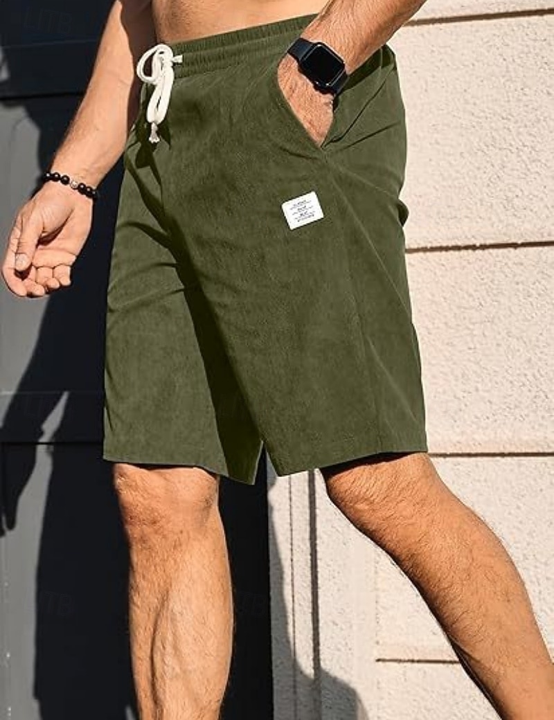 Per uomo Shorts Shorts da Spiaggia Pantaloncini casual Pantaloncini di velluto a coste Tasca Elastico in vita Semplice Comodità Traspirante Lunghezza al ginocchio All'aperto Spiaggia Vacanza Vacanza del 2026 a $21.99 –P3