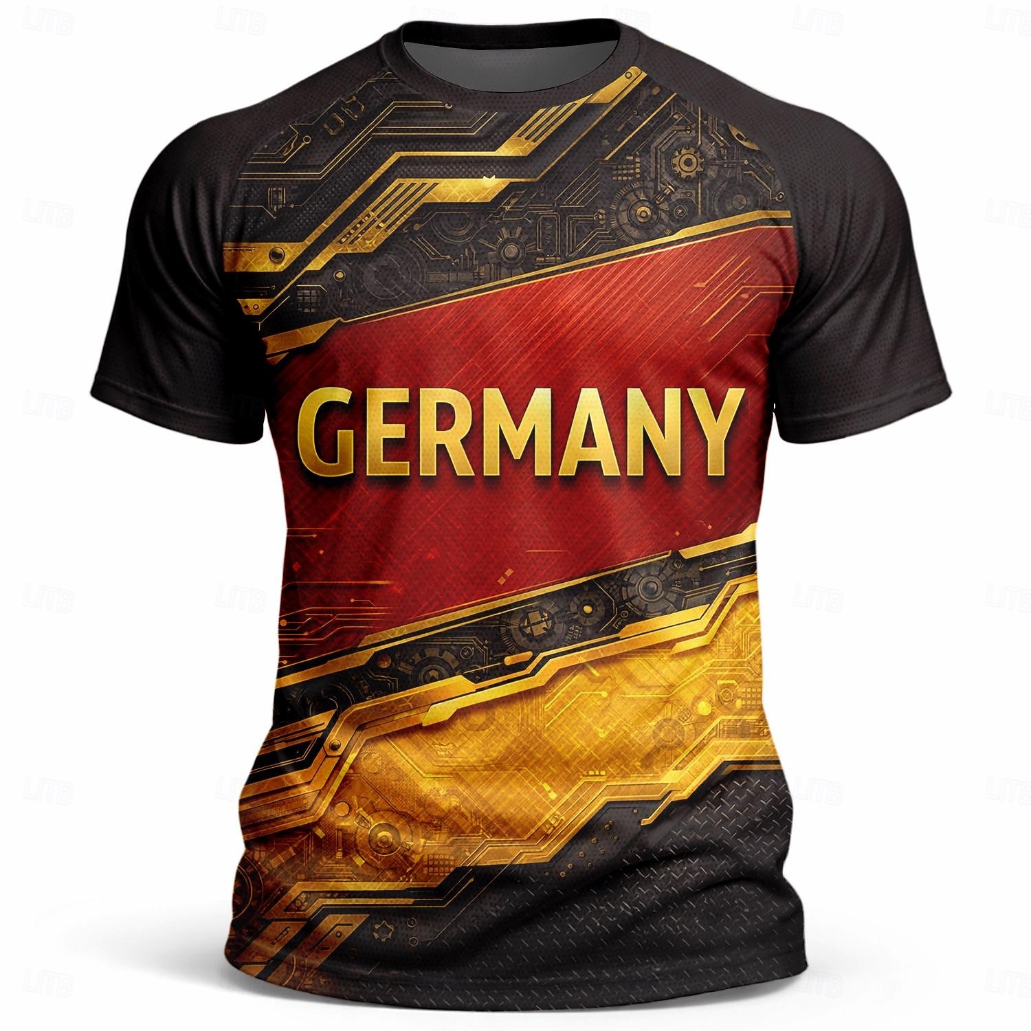 Men's Germany Inspired Soccer Jersey Shirt – Black Red Gold Tech Graphic Performance Top with Breathable Mesh Quick-Dry Fabric and UPF50+ for Tournament Fans 2026 - $18.99 –P2