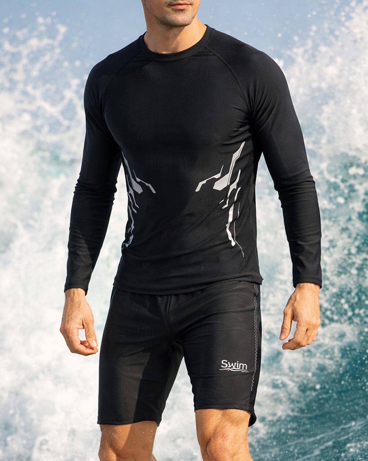 Муж. Стандарт Рашгард из 2 частей Рубашка для серфинга Купальник-шорты Графика Кулиска С компрессионным вкладышем УФ-защита от солнца Быстровысыхающий Дышащий Без рукавов С короткими рукавами 2026 - $22.99 –P6