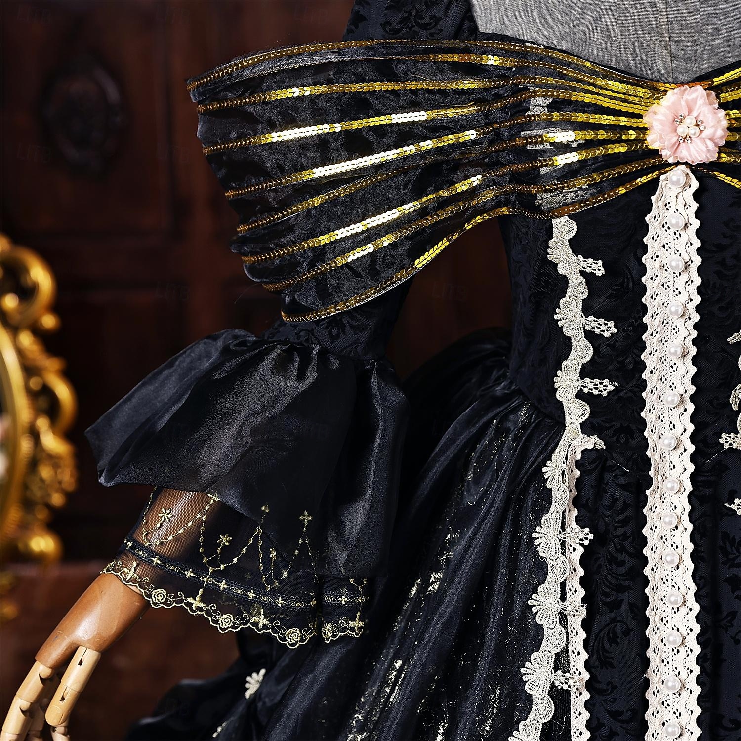 Rokokoo Barokki Tanssiaismekko Kokopitkä Mekot Tanssiaismekko Pitkähihainen Prinsessa Morsius Pitsi Kukka-aihe Tanssiaismekko Nelikulmainen kaula-aukko Naamiaispuku Naisten Kuninkaallinen Halloween 2026 - $235.59 –P7